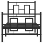 vidaXL Cadre de lit métal avec tête de lit/pied de lit noir 75x190 cm
