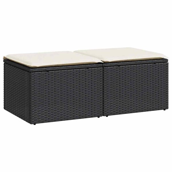 vidaXL Salon de jardin avec coussins 2 Pièces noir résine tressée acacia