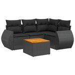 vidaXL Salon de jardin 5 Pièces avec coussins noir résine tressée