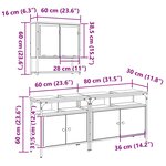 vidaXL Ensemble de mobilier de salle de bain avec étagère 3 Pièces Noir