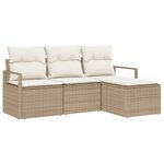 vidaXL Ensemble de canapé de jardin avec coussin 4 Pièces Beige  Crème