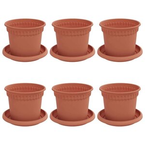 vidaXL Pots de plantes 6 Pièces Rouge brique Ø 12 5 x 10 cm Plastique