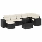 vidaXL Salon de jardin 8 Pièces avec coussins noir résine tressée