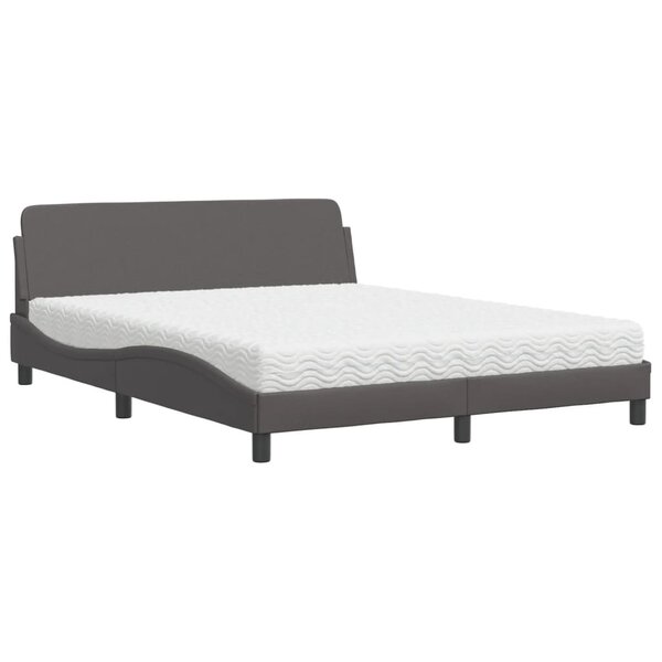 vidaXL Lit avec matelas Dover gris 160x200 cm similicuir