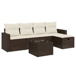 vidaXL Salon de jardin avec coussins 6 Pièces marron résine tressée