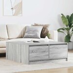 vidaXL Table basse avec tiroirs sonoma gris 100x100x40 cm