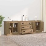 vidaXL Buffets avec tiroir 3 Pièces Bois Ancien 210 x 35 5 x 67 5 cm