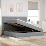 vidaXL Lit de rangement LED avec matelas Gris clair 200 x 200 cm Tissu