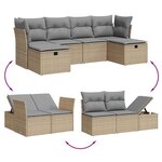 vidaXL Salon de jardin avec coussins 6Pièces mélange beige résine tressée