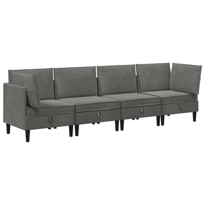 vidaXL Ensemble de meubles pour le salon 4 Pièces Gris foncé Velours