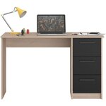 Bureau droit 3 tiroirs - chêne Brooklyn - 121 4 x 55 x 74.5 cm