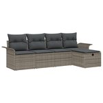 vidaXL Ensemble de 5 canapés de jardin avec coussins gris en poly rotin