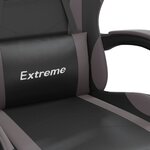 vidaXL Chaise de jeu pivotante et repose-pied Noir et gris Similicuir