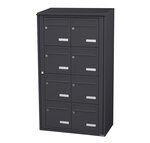 Bloc collectif Leabox 2x4 grade 3 simple face Extérieur fixation murale Gris anthracite RAL 7016 finition brillante