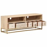 vidaXL Meuble TV 110x30x40 cm bois massif de manguier et fer