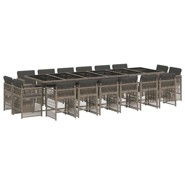 vidaXL Ensemble à manger de jardin 17 Pièces et coussins résine tressée