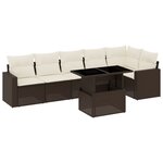 vidaXL Salon de jardin avec coussins 7 Pièces marron résine tressée