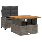 vidaXL Ensemble à manger de jardin et coussins 2 Pièces gris rotin