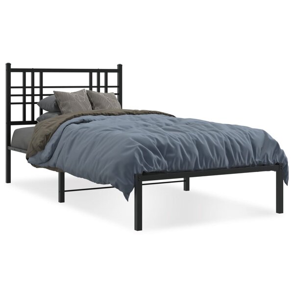 vidaXL Cadre de lit métal sans matelas avec tête de lit noir 107x203cm
