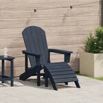 vidaXL Chaise Adirondack avec Repose-pieds Bleu Marine HDPE