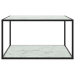 vidaXL Table basse Noir avec verre marbre blanc 90x90x50 cm