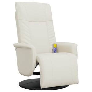 vidaXL Fauteuil inclinable de massage et repose-pieds crème similicuir