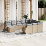 vidaXL Salon de jardin 11 Pièces avec coussins beige résine tressée