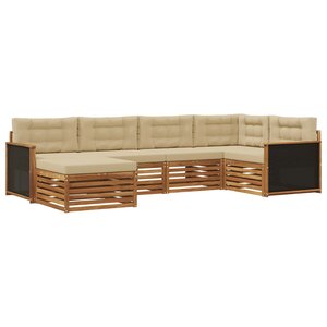 vidaXL Ensemble de canapés d'extérieur 6 pc Naturel et Beige