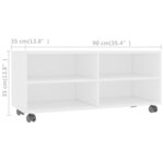 vidaXL Meuble TV avec roulettes Blanc 90x35x35 cm Bois d'ingénierie