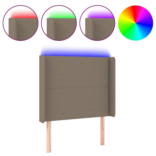 vidaXL Tête de lit à LED Taupe 83x16x118/128 cm Tissu