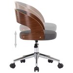 vidaXL Chaise pivotante de bureau Gris Bois courbé et tissu