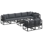 vidaXL Ensemble de canapé de jardin 9 pc Noir Aluminium