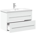 vidaXL Armoire lavabo de salle de bain avec bassin intégré blanc