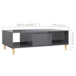 vidaXL Table basse gris brillant 103 5x60x35 cm bois d'ingénierie