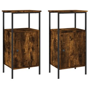vidaXL Tables de chevet 2 Pièces chêne fumé 41x31x80 cm bois ingénierie