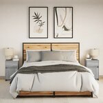 vidaXL Armoires de chevet et lumières LED 2 Pièces sonoma gris