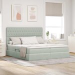 vidaXL Lit de rangement LED avec matelas Gris clair 180 x 200 cm