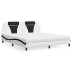 vidaXL Lit avec matelas blanc et noir 180x200 cm similicuir