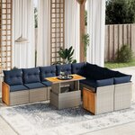 vidaXL Salon de jardin 10 Pièces avec coussins gris résine tressée