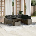 vidaXL Salon de jardin avec coussins 7 Pièces gris résine tressée