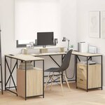 vidaXL Bureau Chêne sonoma 182 x 101 x 87.5 cm Bois d'ingénierie
