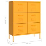 vidaXL Armoire à tiroirs Jaune moutarde 80x35x101 5 cm Acier