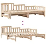 vidaXL Lit de jour avec gigogne et tiroirs sans matelas 90x190 cm