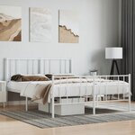 vidaXL Cadre de lit métal sans matelas et pied de lit blanc 140x190 cm