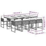 vidaXL Ensemble à manger de jardin et coussins 9 Pièces beige Poly rotin