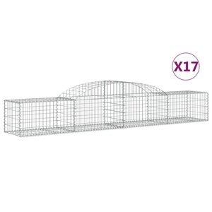 vidaXL Paniers à gabions arqués 17 Pièces 300x50x40/60 cm fer galvanisé