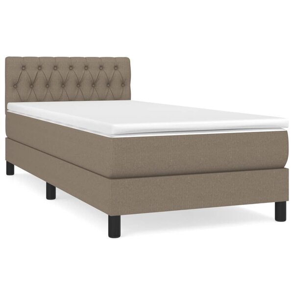 vidaXL Sommier à lattes de lit avec matelas Taupe 90x200 cm Tissu