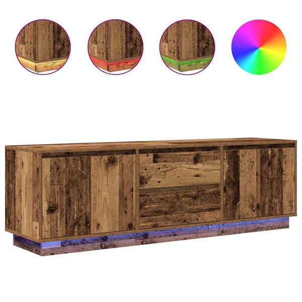 vidaXL Meuble TV avec éclairage LED vieux bois 160 5x41x50 cm
