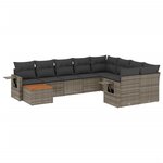 vidaXL Salon de jardin avec coussins 10 Pièces gris résine tressée