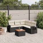 vidaXL Salon de jardin 6 Pièces avec coussins noir résine tressée